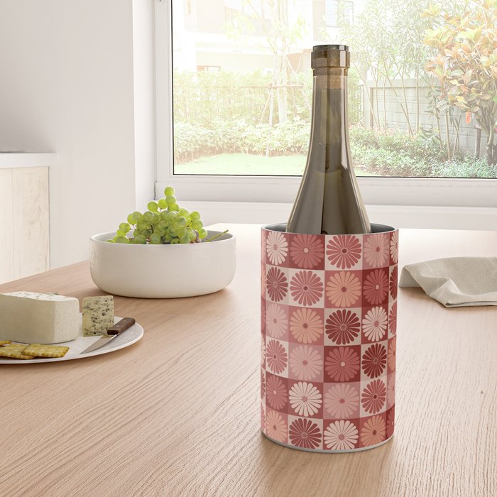 Retro Flowers Check Pattern XI Wine Chiller Gallery Image 4