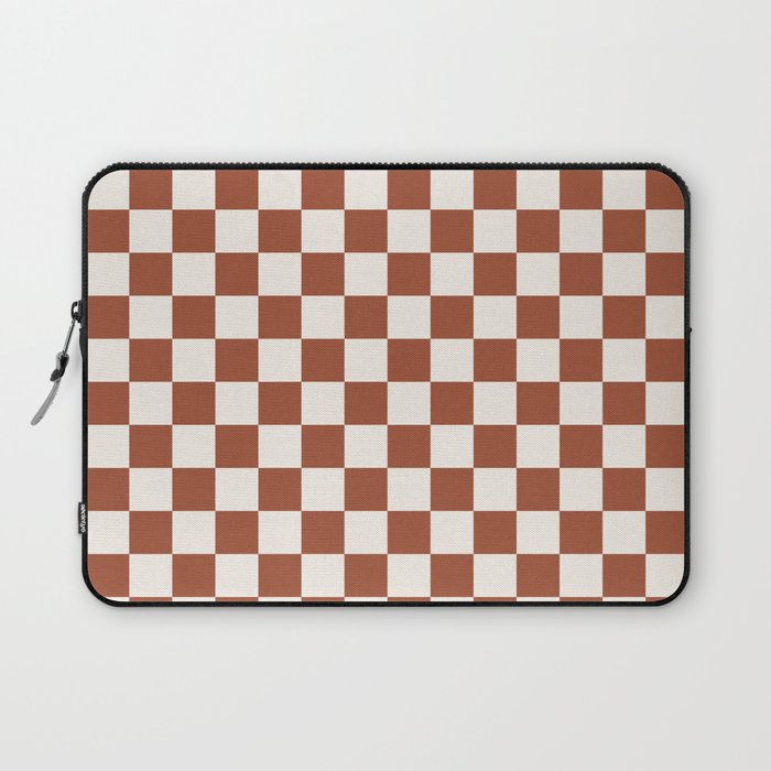 Check Rust Checkered Checkerboard Geometric Earth Tones Terracotta Modern Minimal Chocolate Pattern Laptop Sleeve Gallery Image 1