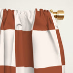 Check Rust Checkered Checkerboard Geometric Earth Tones Terracotta Modern Minimal Chocolate Pattern Window Curtain Gallery Image 2
