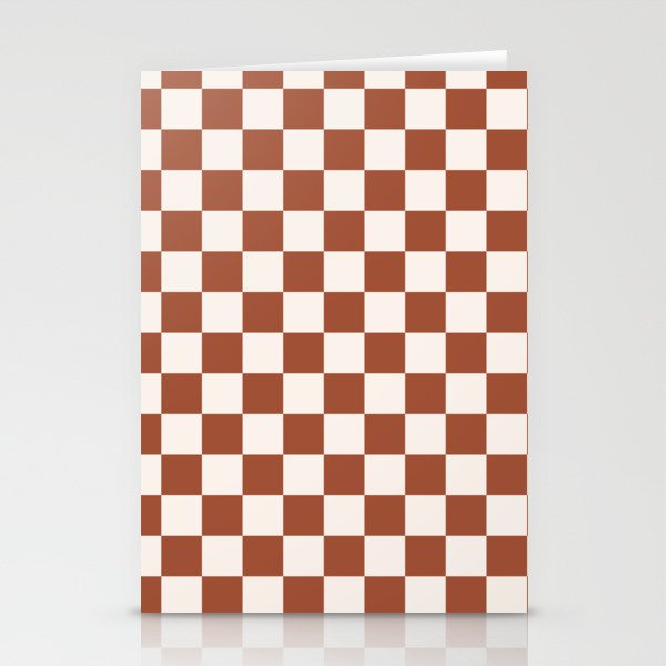 Check Rust Checkered Checkerboard Geometric Earth Tones Terracotta Modern Minimal Chocolate Pattern Stationery Card Gallery Image 2