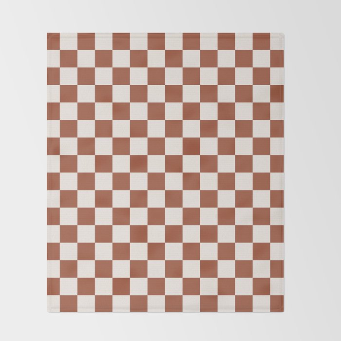 Check Rust Checkered Checkerboard Geometric Earth Tones Terracotta Modern Minimal Chocolate Pattern Throw Blanket Gallery Image 2