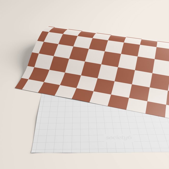 Check Rust Checkered Checkerboard Geometric Earth Tones Terracotta Modern Minimal Chocolate Pattern Wrapping Paper Gallery Image 2