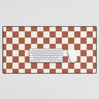 Check Rust Checkered Checkerboard Geometric Earth Tones Terracotta Modern Minimal Chocolate Pattern Desk Mat Gallery Image 1
