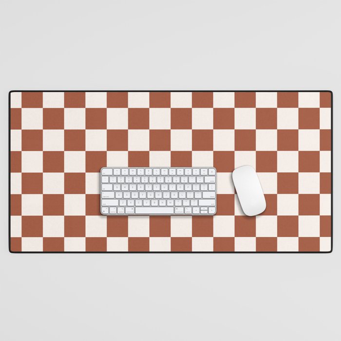 Check Rust Checkered Checkerboard Geometric Earth Tones Terracotta Modern Minimal Chocolate Pattern Desk Mat Gallery Image 1