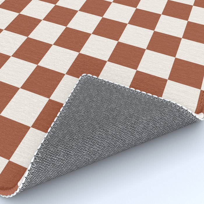 Check Rust Checkered Checkerboard Geometric Earth Tones Terracotta Modern Minimal Chocolate Pattern Rug Gallery Image 4