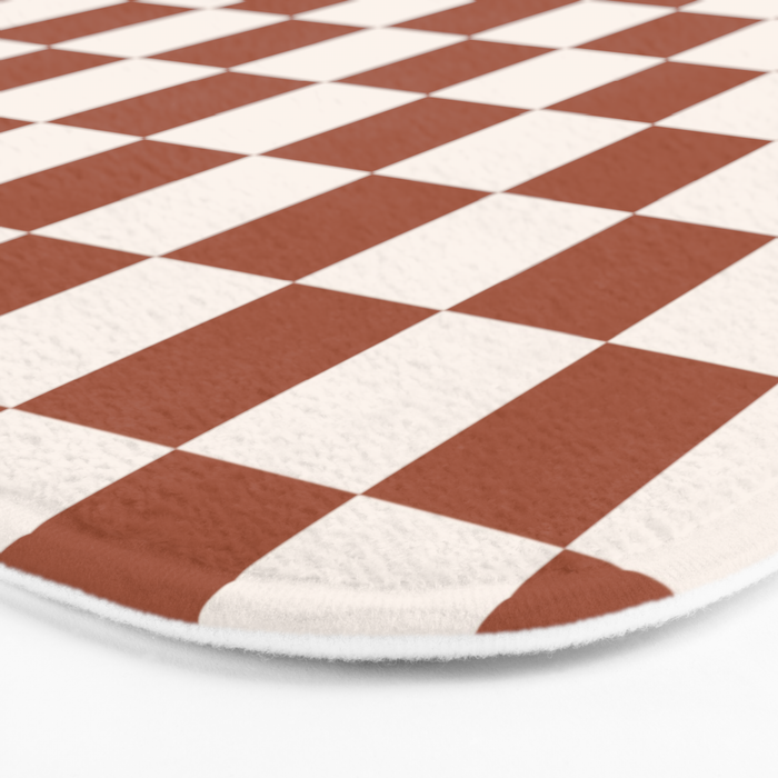 Check Rust Checkered Checkerboard Geometric Earth Tones Terracotta Modern Minimal Chocolate Pattern Bath Mat Gallery Image 3