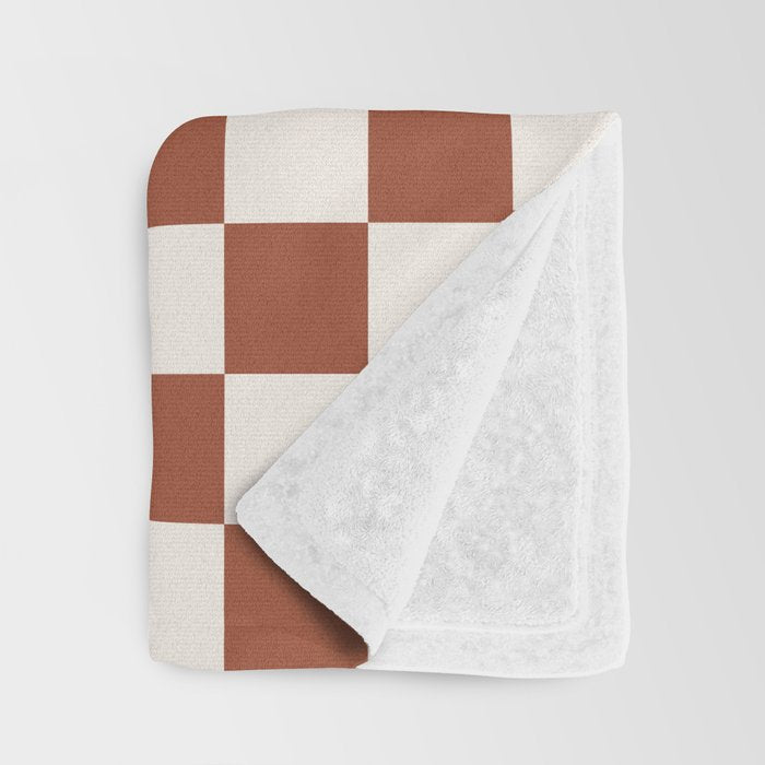 Check Rust Checkered Checkerboard Geometric Earth Tones Terracotta Modern Minimal Chocolate Pattern Throw Blanket Gallery Image 3