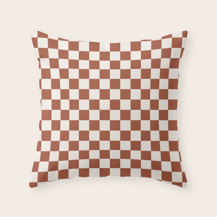 Check Rust Checkered Checkerboard Geometric Earth Tones Terracotta Modern Minimal Chocolate Pattern Throw Pillow Gallery Image 6