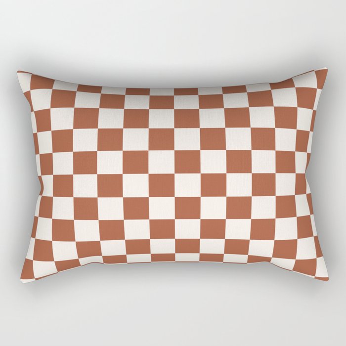 Check Rust Checkered Checkerboard Geometric Earth Tones Terracotta Modern Minimal Chocolate Pattern Rectangular Pillow Gallery Image 1