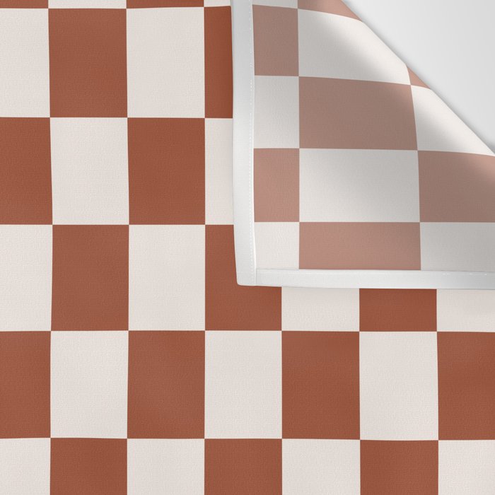 Check Rust Checkered Checkerboard Geometric Earth Tones Terracotta Modern Minimal Chocolate Pattern Wall Tapestry Gallery Image 3