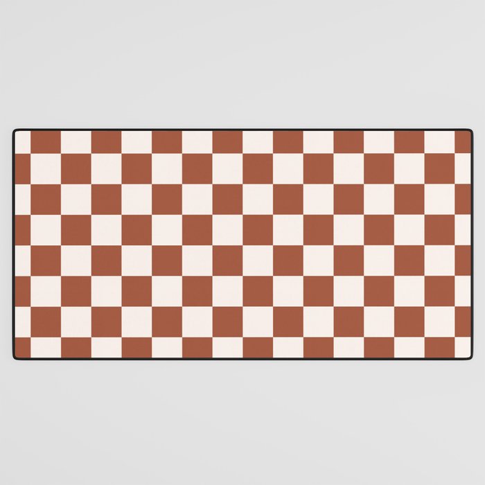Check Rust Checkered Checkerboard Geometric Earth Tones Terracotta Modern Minimal Chocolate Pattern Desk Mat Gallery Image 3
