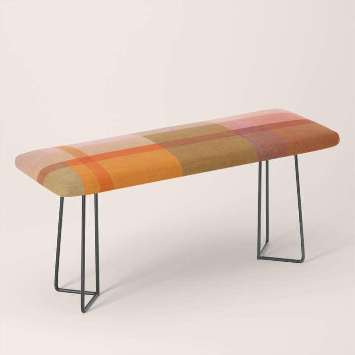 Cosy Heritage Woven Plaid 2 earthy orange blue green Bench Gallery Image 1