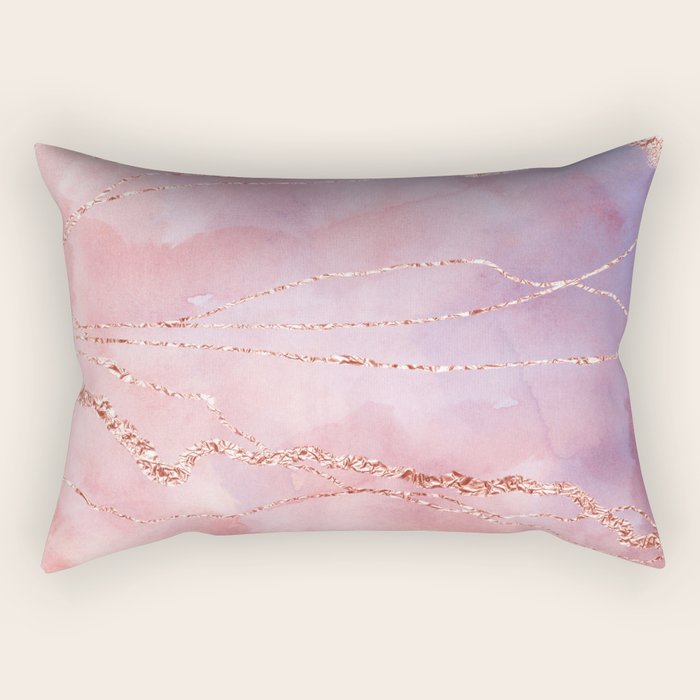 Blush and Purple Sky with Rose gold flashes Rectangular Pillow Gallery Image 2