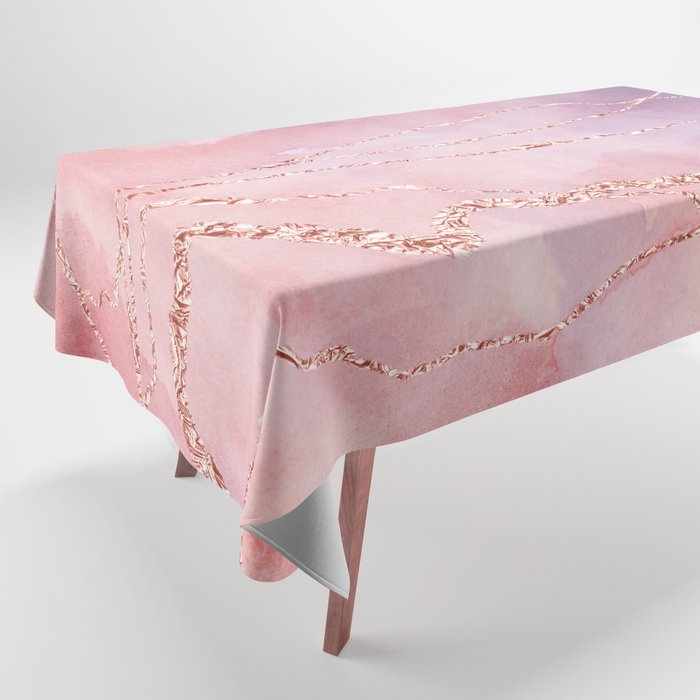 Blush and Purple Sky with Rose gold flashes Tablecloth Gallery Image 1