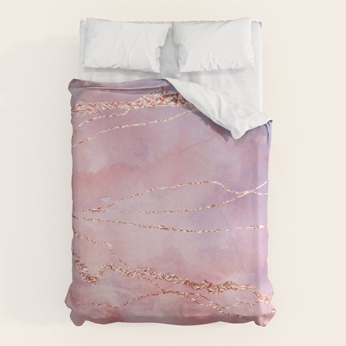 Blush and Purple Sky with Rose gold flashes Duvet Cover Gallery Image 6