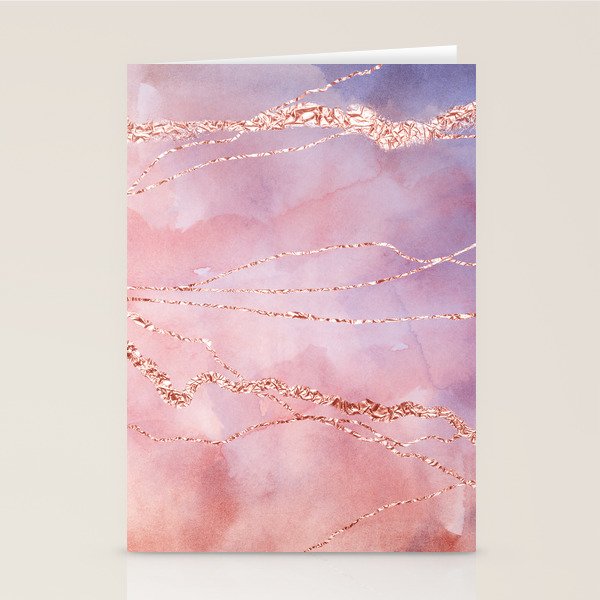 Blush and Purple Sky with Rose gold flashes Stationery Card Gallery Image 2