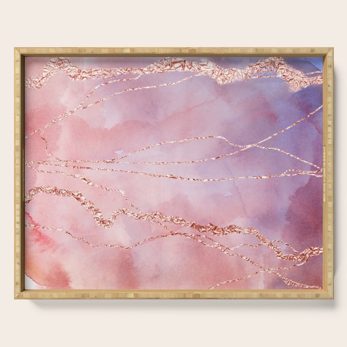Blush and Purple Sky with Rose gold flashes Serving Tray Gallery Image 1