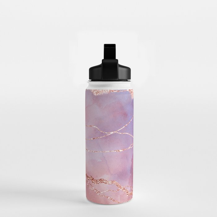 Blush and Purple Sky with Rose gold flashes Water Bottle Gallery Image 2