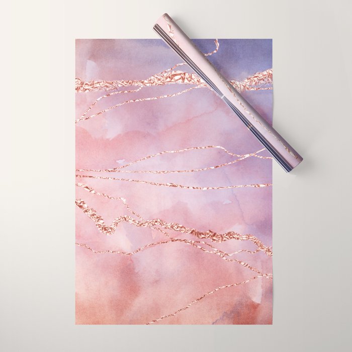 Blush and Purple Sky with Rose gold flashes Wrapping Paper Gallery Image 1