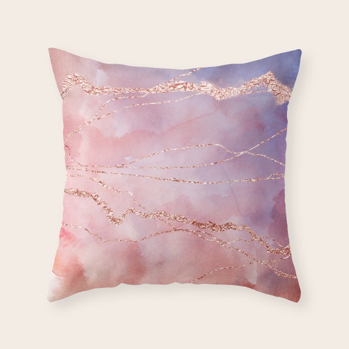 Blush and Purple Sky with Rose gold flashes Throw Pillow Gallery Image 6