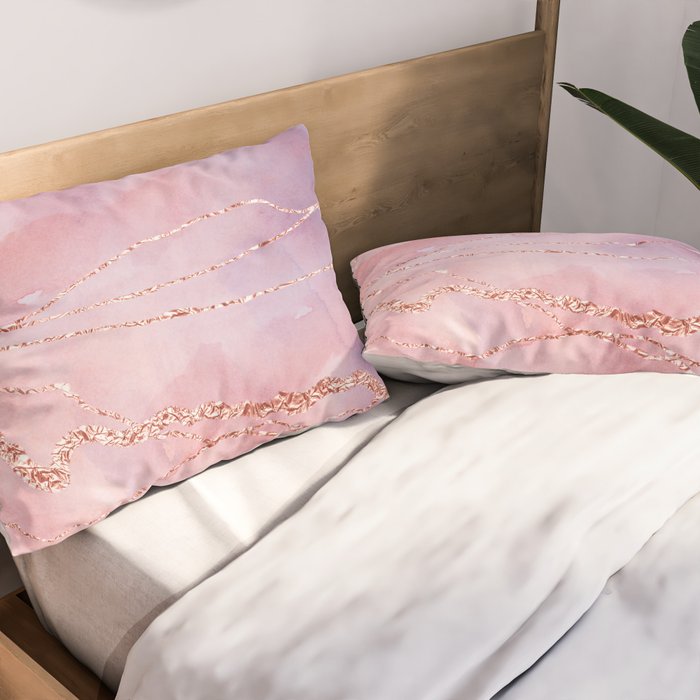 Blush and Purple Sky with Rose gold flashes Pillow Sham Gallery Image 2