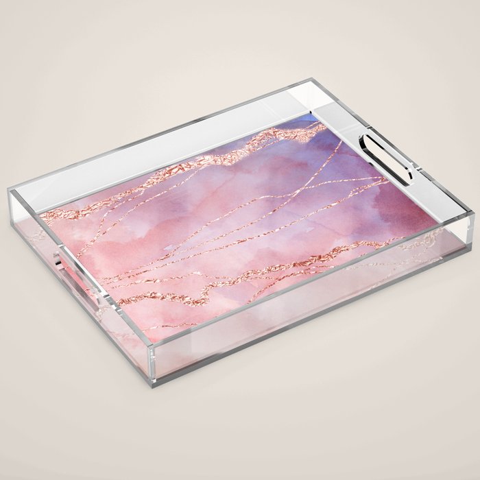 Blush and Purple Sky with Rose gold flashes Acrylic Tray Gallery Image 1