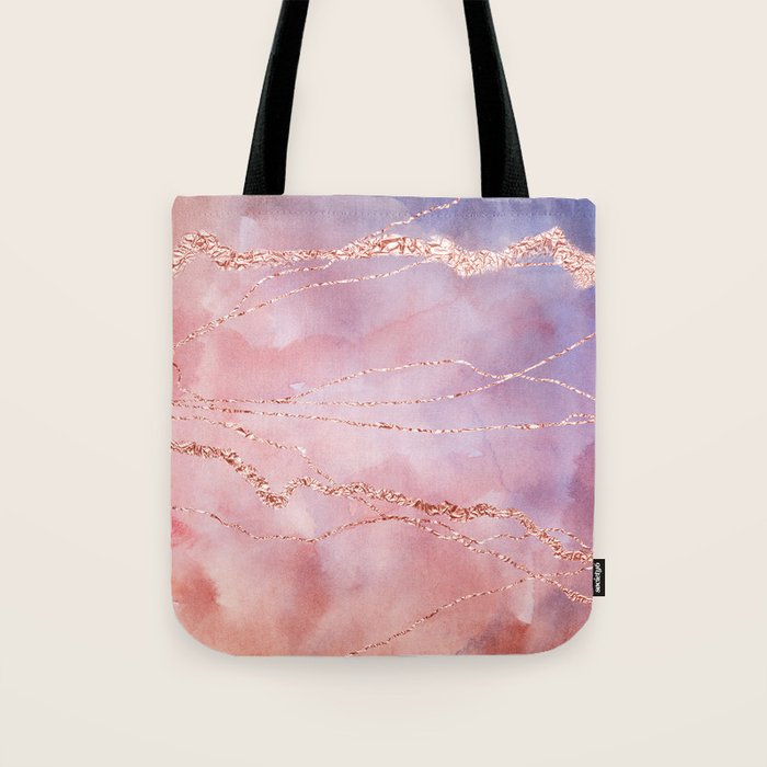 Blush and Purple Sky with Rose gold flashes Tote Bag Gallery Image 1