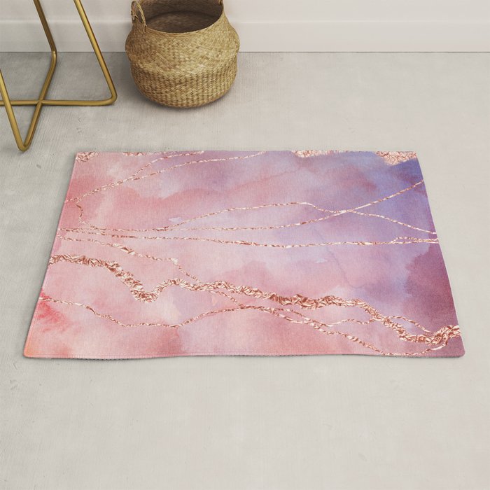 Blush and Purple Sky with Rose gold flashes Rug Gallery Image 1
