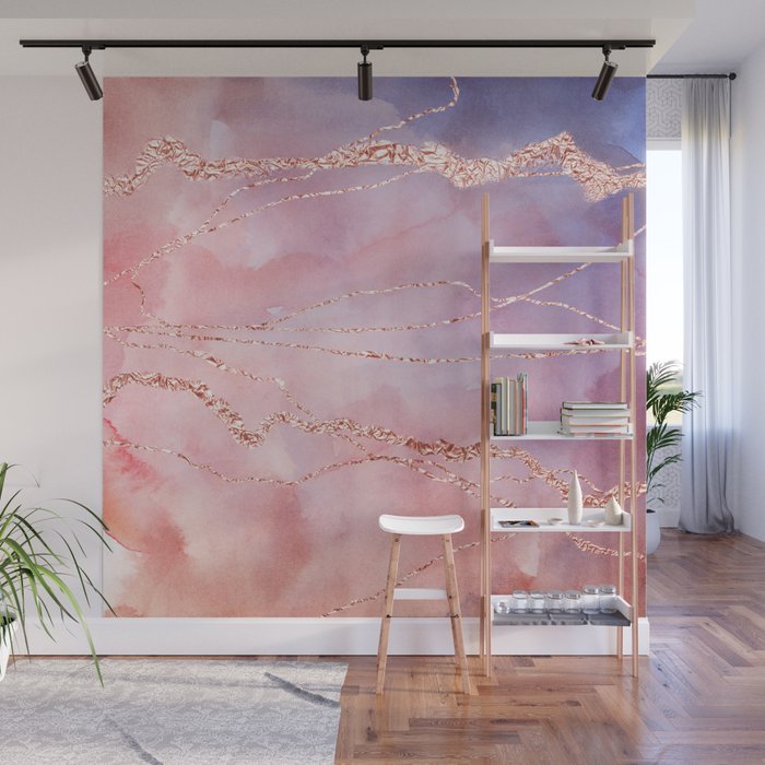 Blush and Purple Sky with Rose gold flashes Wall Mural Gallery Image 1
