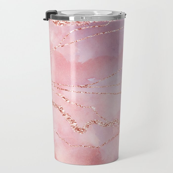 Blush and Purple Sky with Rose gold flashes Travel Mug Gallery Image 3