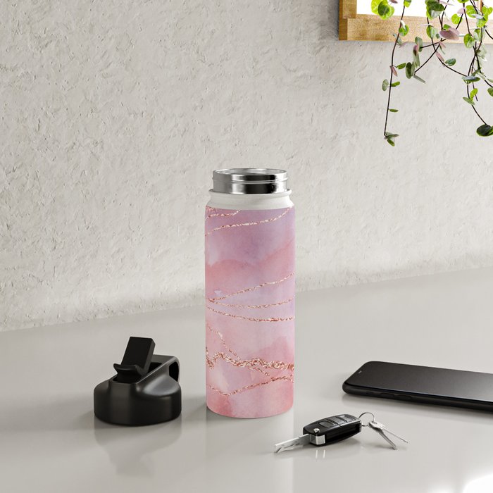 Blush and Purple Sky with Rose gold flashes Water Bottle Gallery Image 5