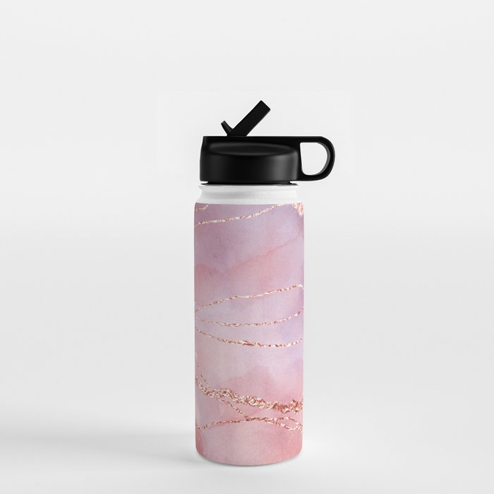 Blush and Purple Sky with Rose gold flashes Water Bottle Gallery Image 1