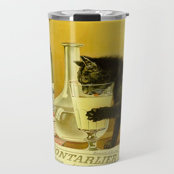Cat, Absinthe, Vintage Beverage Poster Travel Mug Gallery Image 1