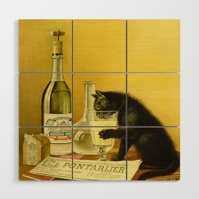 Cat, Absinthe, Vintage Beverage Poster Wood Wall Art Gallery Image 1