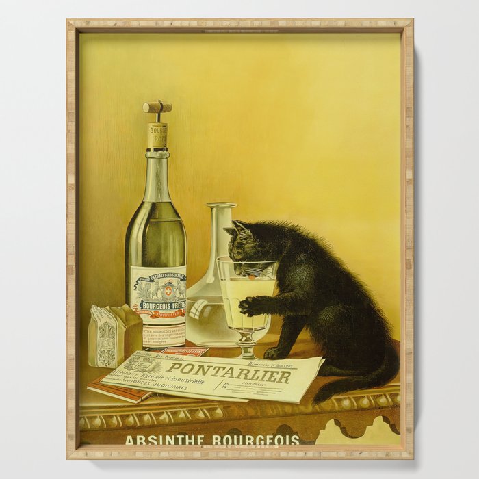 Cat, Absinthe, Vintage Beverage Poster Serving Tray Gallery Image 1