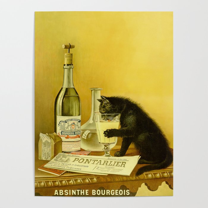 Cat, Absinthe, Vintage Beverage Poster Poster Gallery Image 4