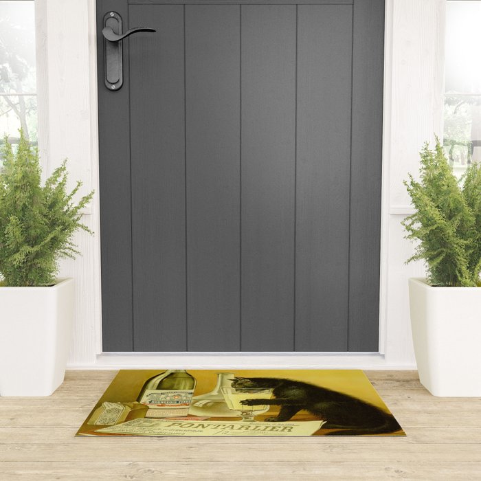 Cat, Absinthe, Vintage Beverage Poster Welcome Mat Gallery Image 3