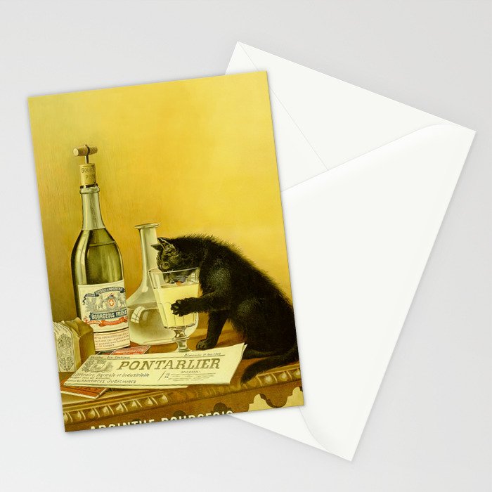 Cat, Absinthe, Vintage Beverage Poster Stationery Card Gallery Image 2