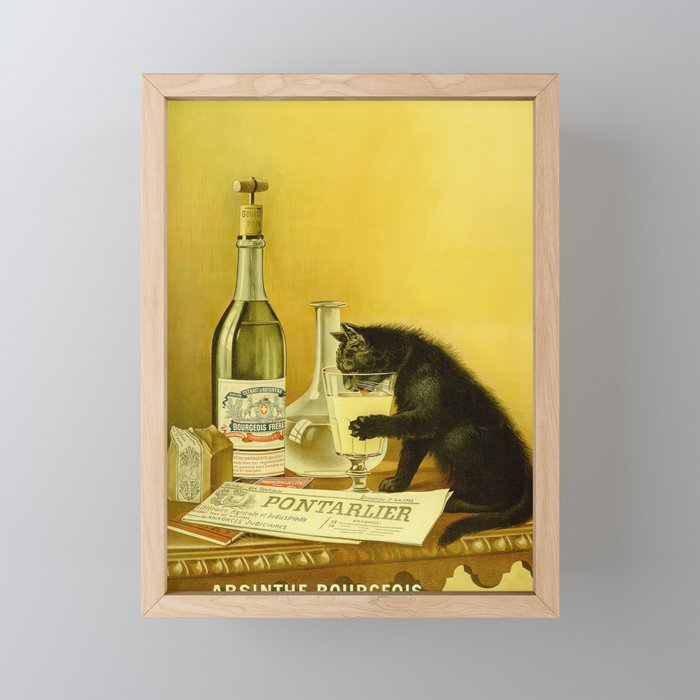 Cat, Absinthe, Vintage Beverage Poster Mini Art Print Gallery Image 1