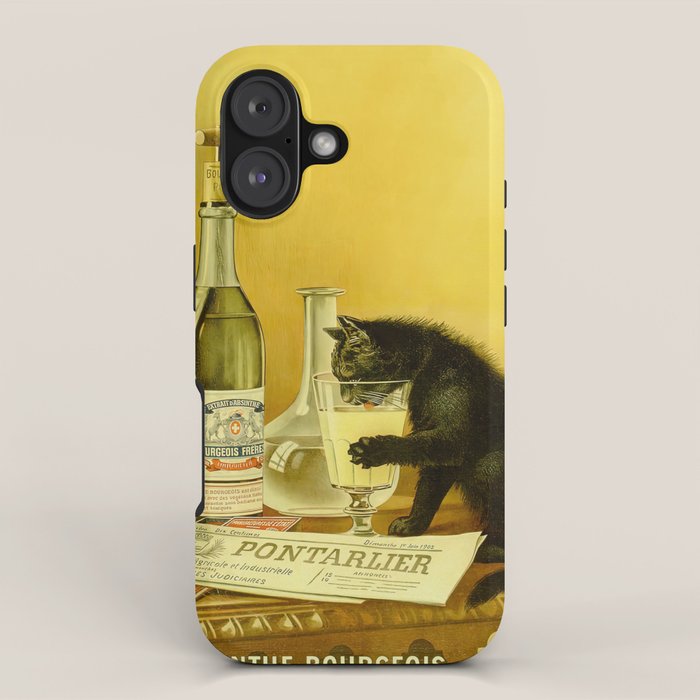 Cat, Absinthe, Vintage Beverage Poster iPhone Case Gallery Image 1