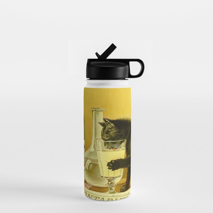 Cat, Absinthe, Vintage Beverage Poster Water Bottle Gallery Image 1