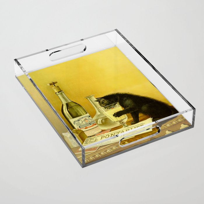 Cat, Absinthe, Vintage Beverage Poster Acrylic Tray Gallery Image 1