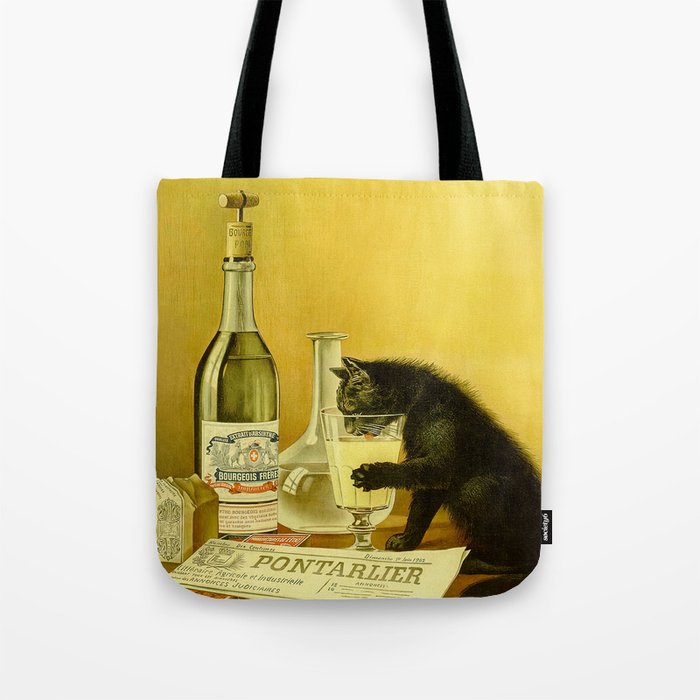 Cat, Absinthe, Vintage Beverage Poster Tote Bag Gallery Image 1