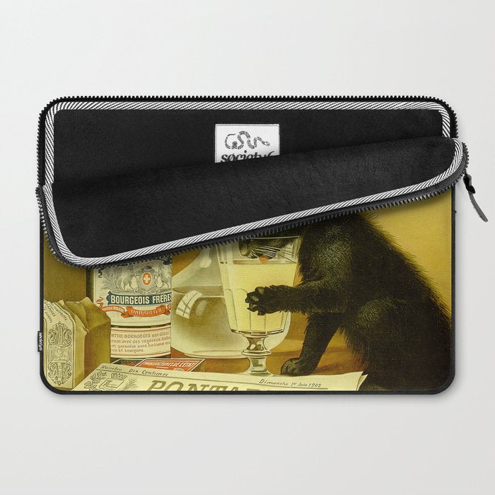 Cat, Absinthe, Vintage Beverage Poster Laptop Sleeve Gallery Image 2