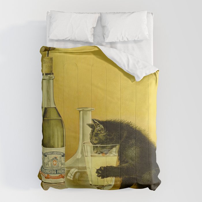 Cat, Absinthe, Vintage Beverage Poster Comforter Gallery Image 6