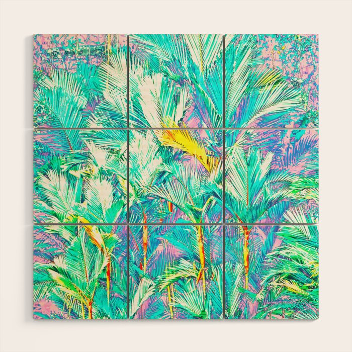 Colorful Palm Garden Wood Wall Art Gallery Image 1
