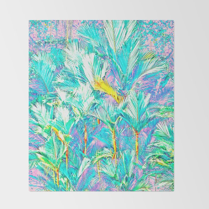Colorful Palm Garden Throw Blanket Gallery Image 2