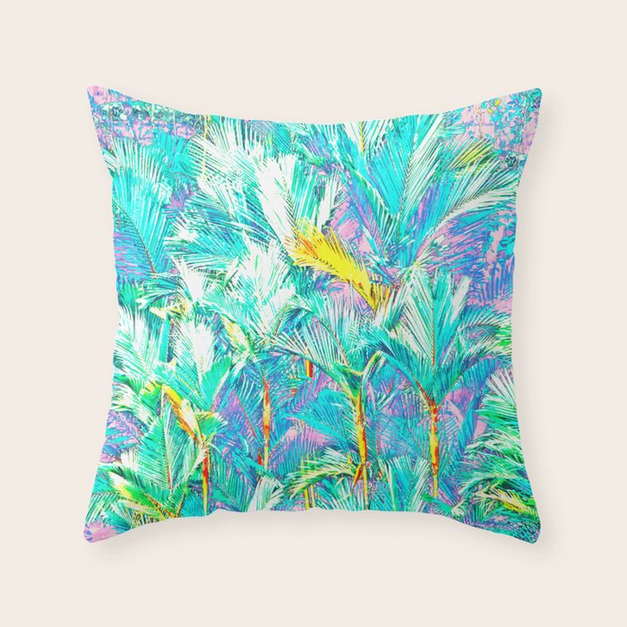 Colorful Palm Garden Throw Pillow Gallery Image 6