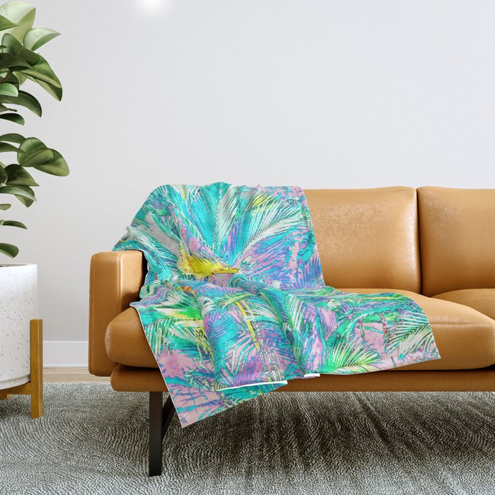 Colorful Palm Garden Throw Blanket Gallery Image 1