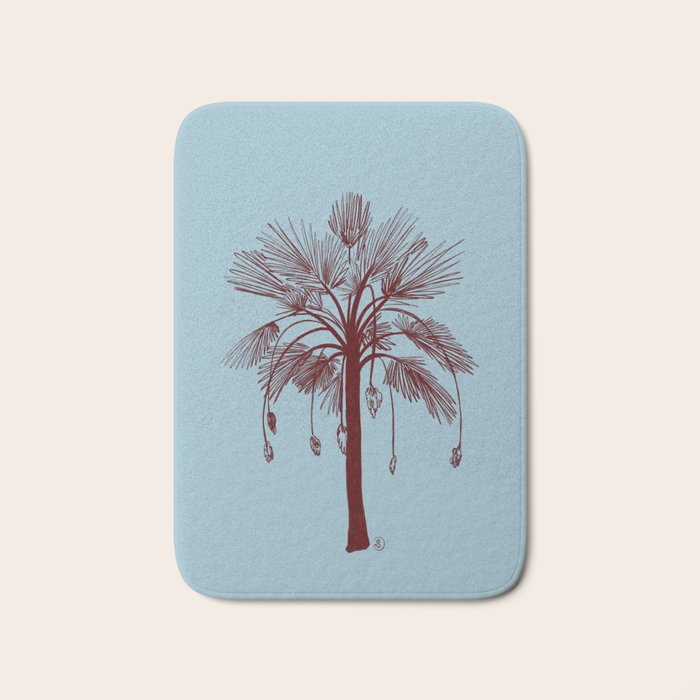 CALM BLUE PALM TREE Bath Mat Gallery Image 1